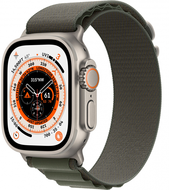 Картинка Apple Watch Ultra GPS + Cellular, 49 мм, корпус из титана, ремешок Alpine, размер L от магазина BXSTORE