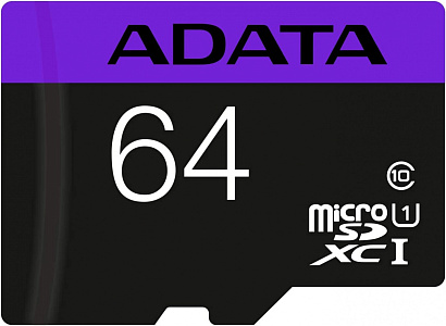 Флеш карта microSDXC 64GB A-Data AUSDX64GUICL10-RA1 + adapter