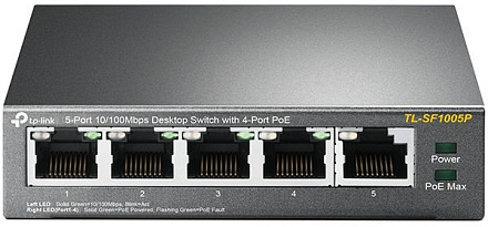 Коммутатор TP-Link TL-SF1005P 5x100Мбит/с 4PoE 58W неуправляемый