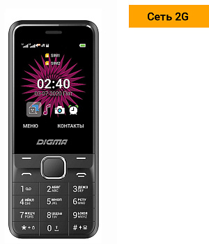 Мобильный телефон Digma A241 Linx 32Mb черный моноблок 2Sim 2.44" 240x320 GSM900/1800 MP3 FM