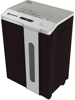 Шредер New United Etalon ET-20C белый (секр.P-4) перекрестный 17лист. 25.6лтр. скрепки скобы пл.карты CD