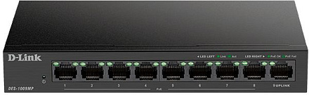Коммутатор D-Link DES-1009MP/A1A 8x100Мбит/с 1x1Гбит/с 8PoE+ 117W неуправляемый