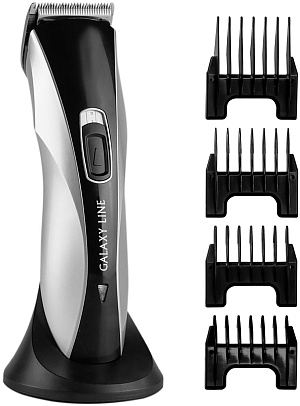 Машинка для стрижки Galaxy Line GL 4155 серебристый/черный (насадок в компл:4шт)