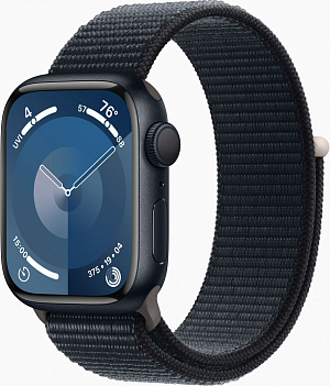Смарт-часы Apple Watch Series 9 A2978 41мм OLED корп.темная ночь Sport Loop рем.темная ночь разм.брасл.:130-200мм (MR9L3LL/A)