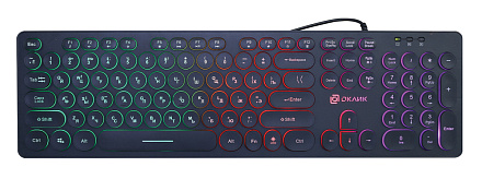 Клавиатура Оклик 420MRL черный USB slim Multimedia LED