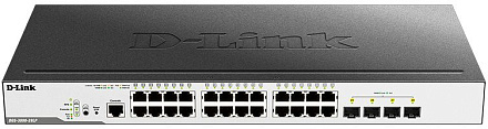 Коммутатор D-Link DGS-3000-28LP/B1A 24x1Гбит/с 4SFP 24PoE 193W управляемый