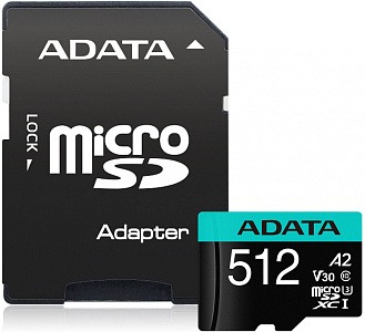 Флеш карта microSDXC 512GB A-Data AUSDX512GUI3V30SA2-RA1 Premier Pro + adapter