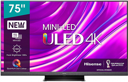 Телевизор QLED Hisense 75" 75U8HQ черный 4K Ultra HD 120Hz DVB-T DVB-T2 DVB-C DVB-S DVB-S2 WiFi Smart TV
