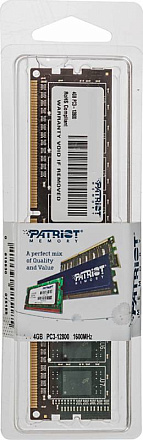 Память DDR3 4Gb 1600MHz Patriot PSD34G16002 RTL PC3-12800 CL11 DIMM 240-pin 1.5В dual rank Ret