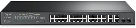 Коммутатор TP-Link TL-SL2428P 24x100Мбит/с 4x1Гбит/с 24PoE+ 250W управляемый