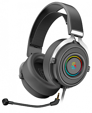 Наушники с микрофоном A4Tech Bloody G535P черный/серебристый 2м мониторные оголовье (G535P 4PIN+USB/BLACK+SILVER)