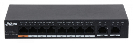 Коммутатор Dahua DH-PFS3010-8GT-96 10x1Гбит/с 7PoE+ 1PoE++ 96W неуправляемый