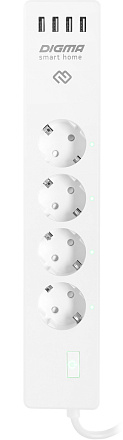 Сетевой фильтр дистанционное вкл/выкл приборов Digma DiPlug Strip 40 белый