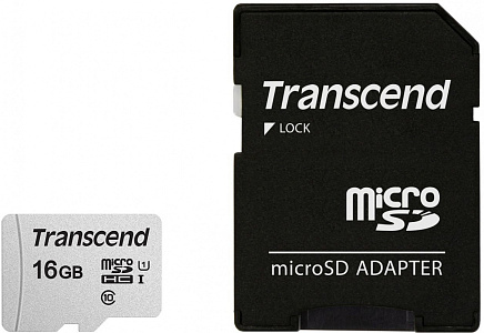 Флеш карта microSDHC 16GB Transcend TS16GUSD300S-A + adapter