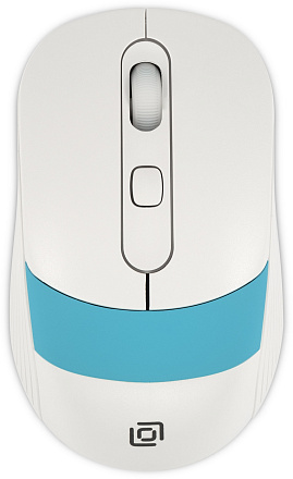 Мышь Оклик 310MW белый/синий оптическая (3200dpi) беспроводная USB для ноутбука (3but)
