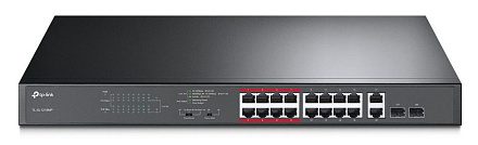 Коммутатор TP-Link TL-SL1218MP 16x100Мбит/с 2x1Гбит/с 16PoE+ 192W неуправляемый