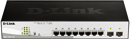 Коммутатор D-Link DGS-1210-10P/FL1A 8x1Гбит/с 2SFP 8PoE+ 65W управляемый