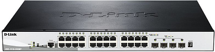 Коммутатор D-Link DGS-1510-28XMP/A1A 24x1Гбит/с 4SFP+ 24PoE+ 370W управляемый