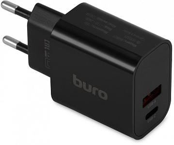Сетевое зар./устр. Buro BUWD1 18W 3A (PD+QC) USB-C/USB-A универсальное черный (BUWD18P110BK)