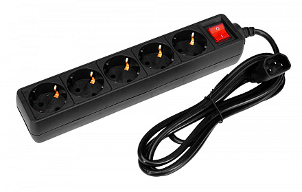 Сетевой фильтр PC Pet AP01006-E-B 1.8м (5 розеток) черный (пакет ПЭ)